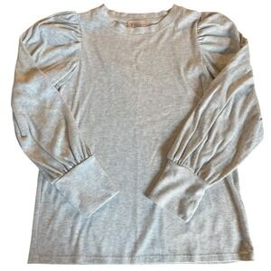 Philosophy Long Sleeve Puff Sleeve Ribbed Knit Top Light Gray‎ Women's M